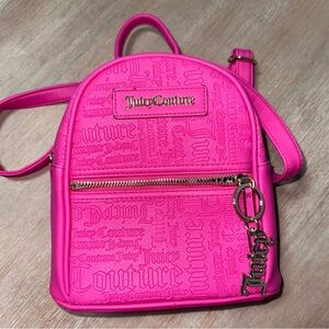 Juicy Couture Neon Pink Mini Backpack with Logo Charm